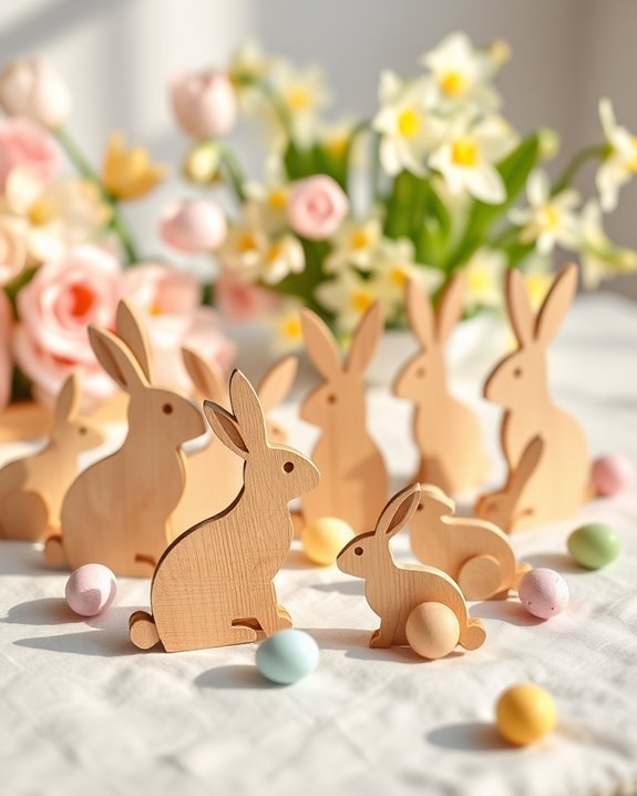 rustic wooden bunny decorations