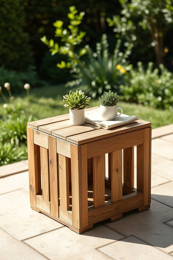 rustic wooden crate table