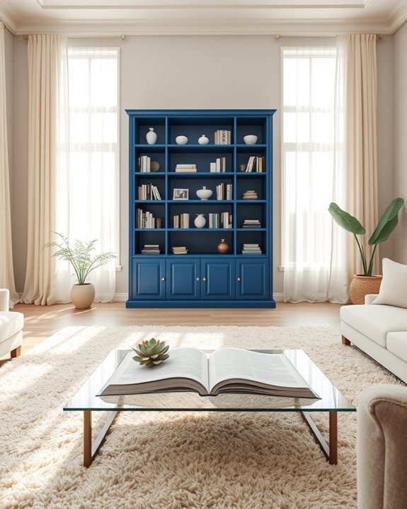 sapphire blue bookcases elevate
