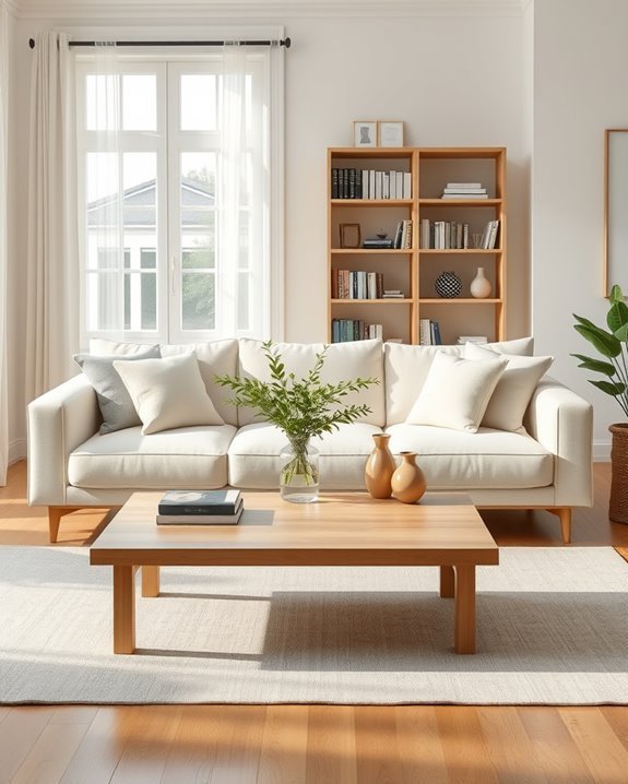 scandinavian minimalism cream sofa