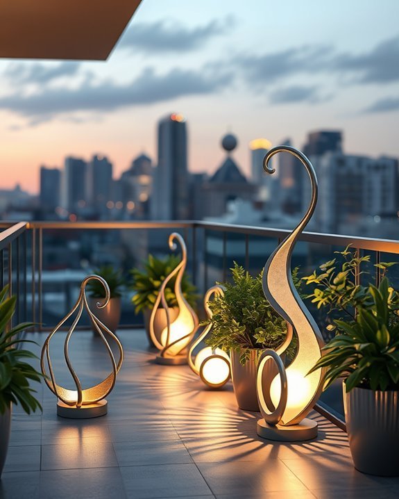 sculptural lights enhance ambiance