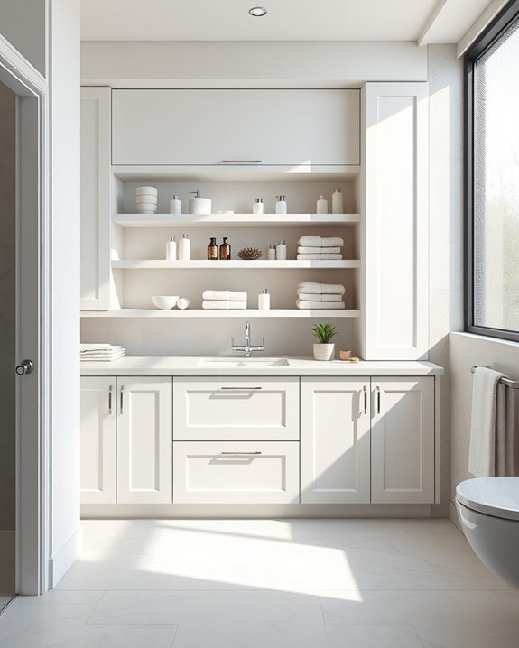 seamless built in bathroom storage