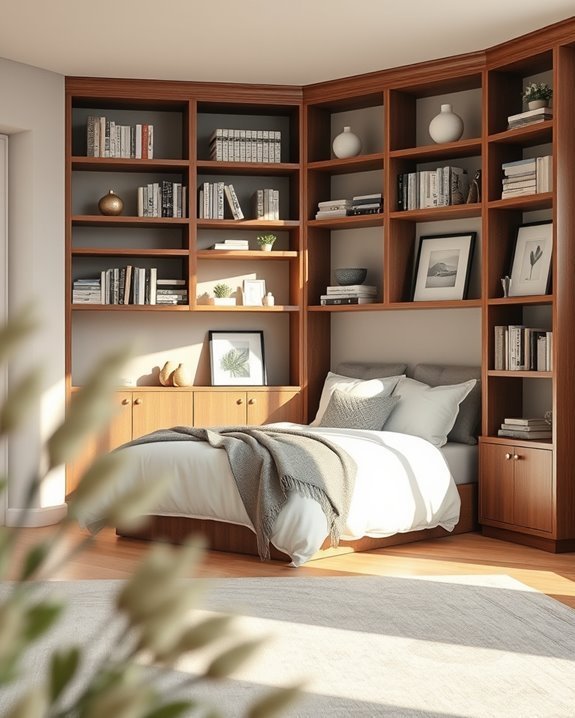 seamless built in bookshelf design