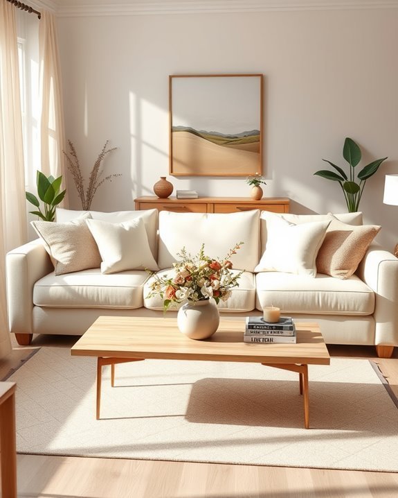 seasonal accents for cream sofas