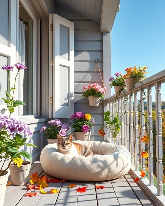 seasonal balcony cat decor