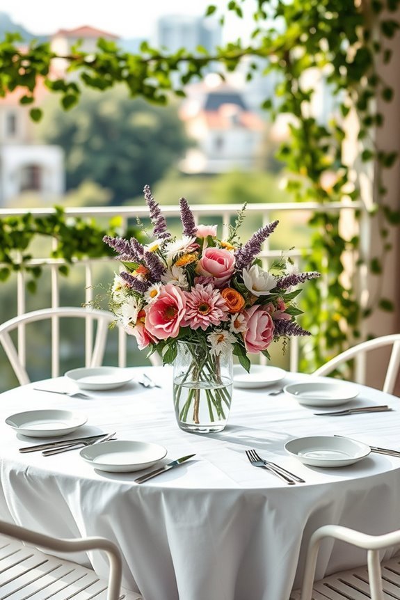 seasonal balcony floral arrangements