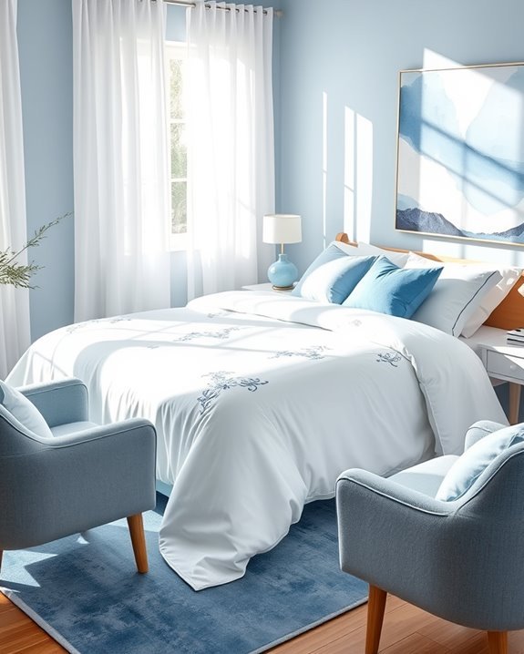 seasonal blue and white decor