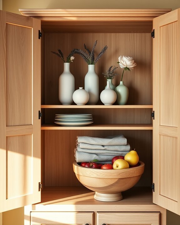 seasonal decor cupboard displays