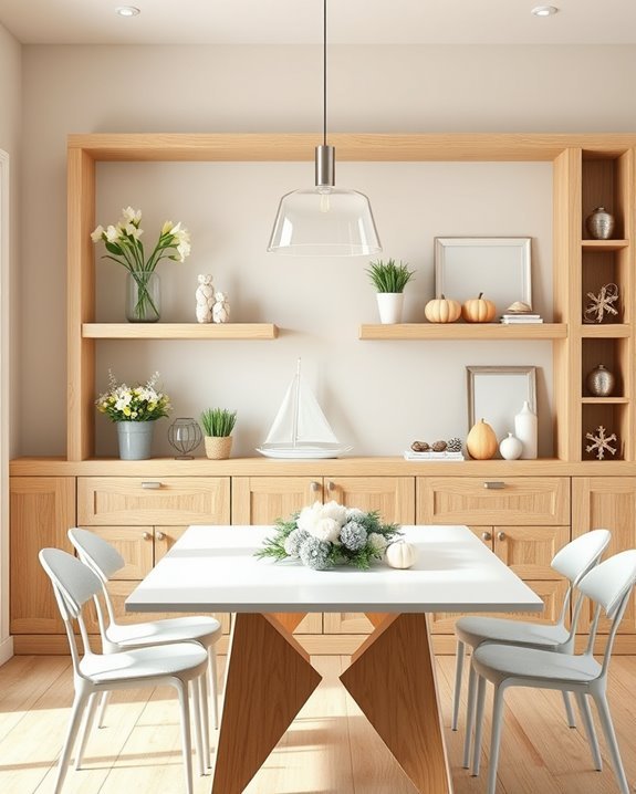 seasonal themed shelf decor