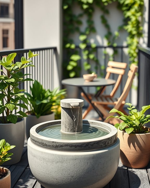serene balcony water feature