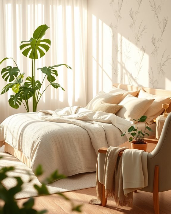 serene bedroom with plants