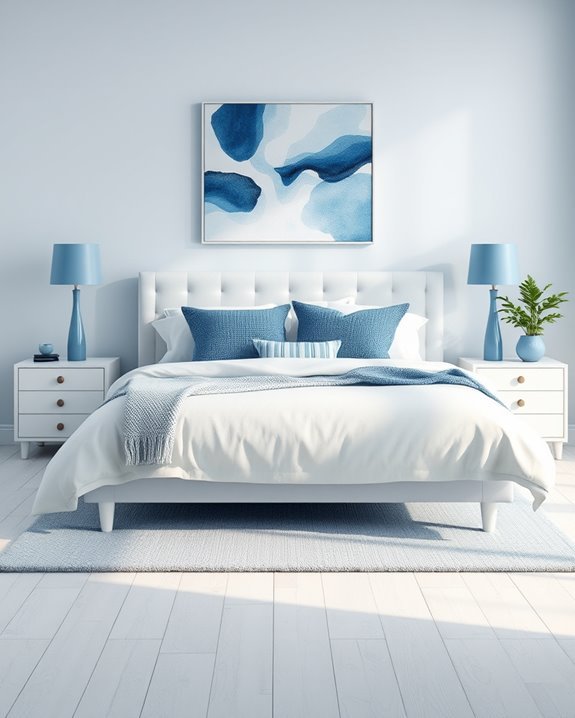 serene blue and white