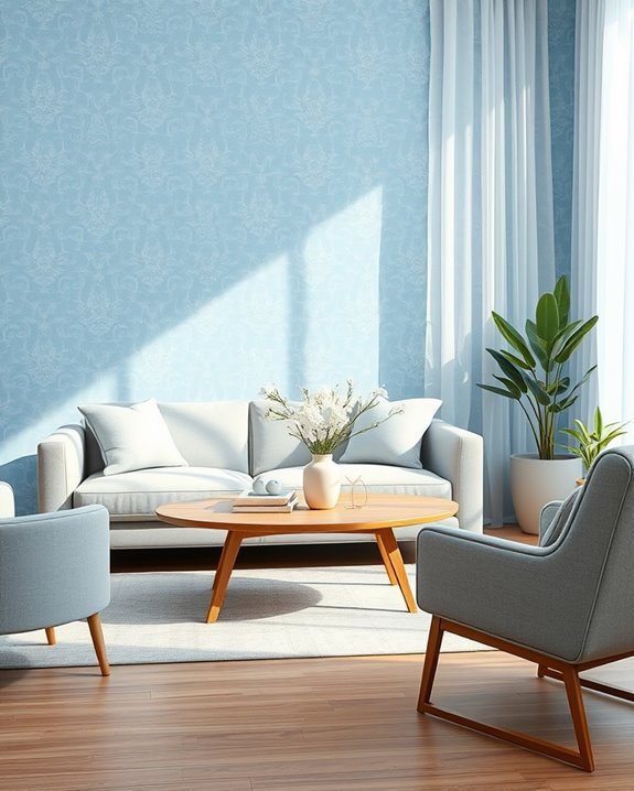 serene blue patterned wallpaper