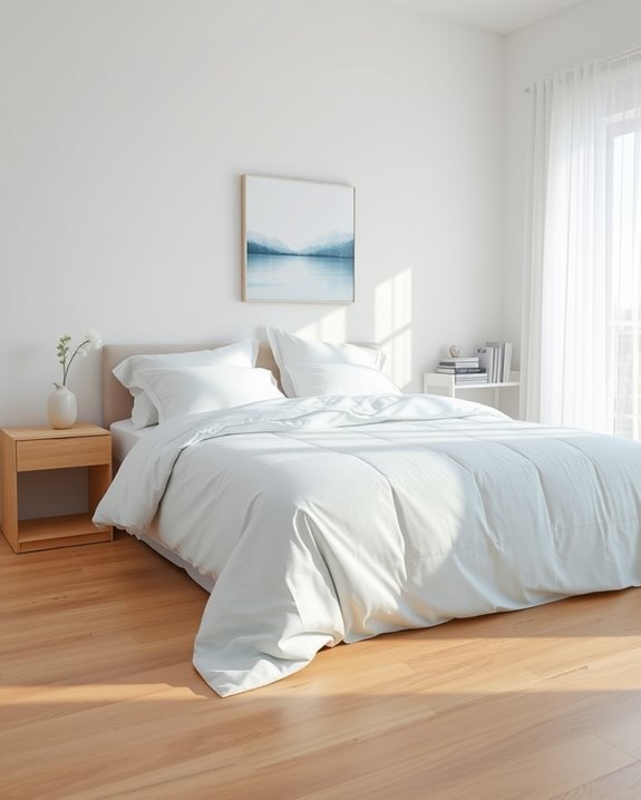 serene blue white bedding