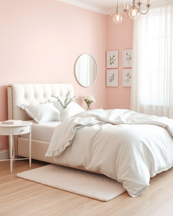 serene blush and white
