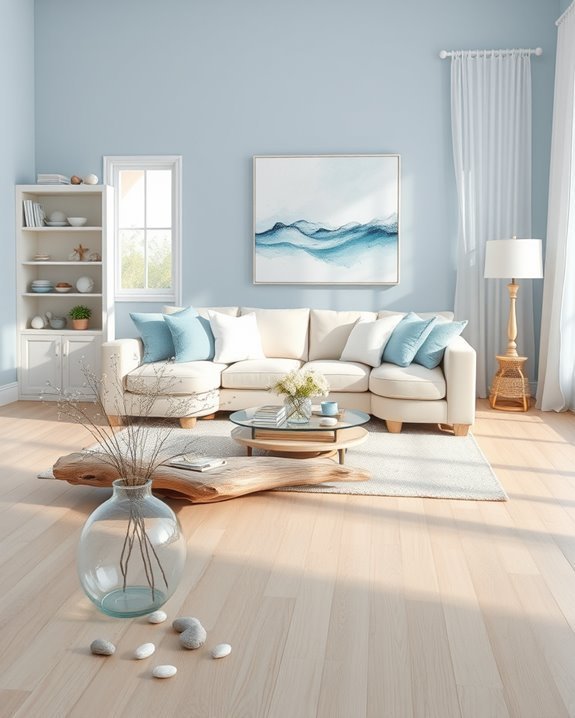 serene coastal blue accents