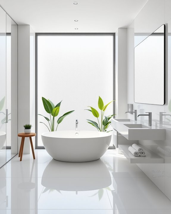 serene contemporary white bathroom