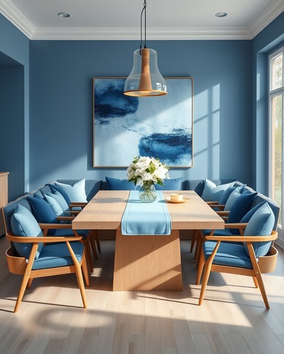 serene cool blue dining