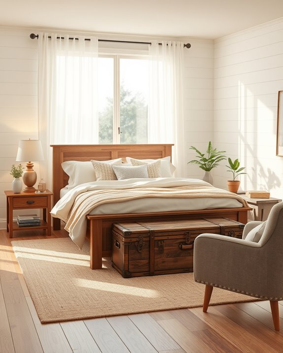 serene cozy farmhouse bedroom