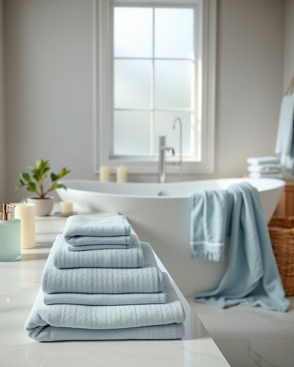 serene dusty blue linens