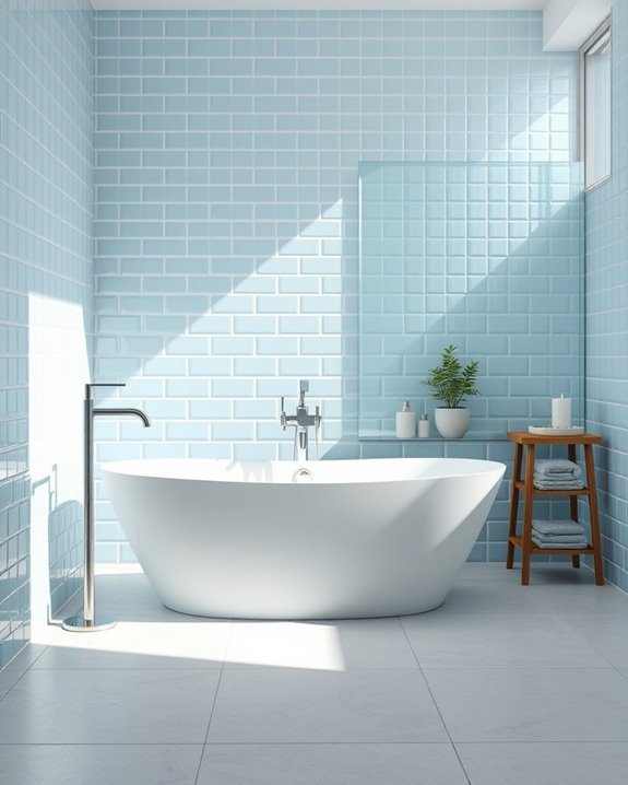 serene light blue tiles