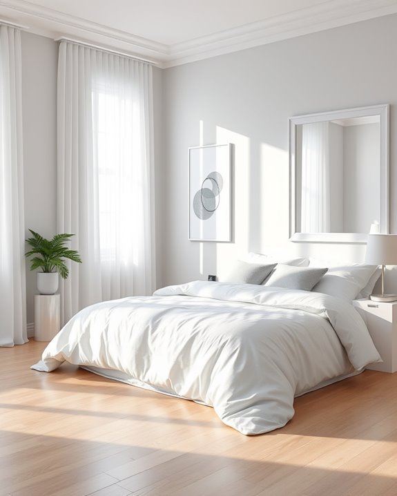serene light grey bedroom accents