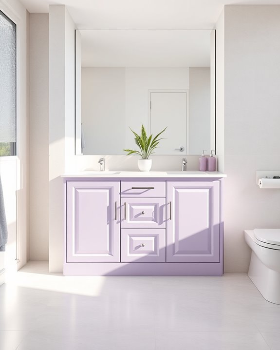 serene light lavender cabinets