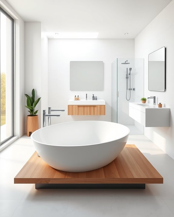 serene minimalist bathroom fixtures