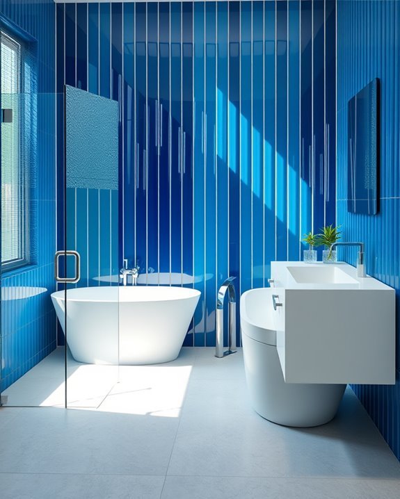 serene minimalist blue tiles