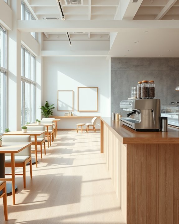 serene minimalist coffee shop