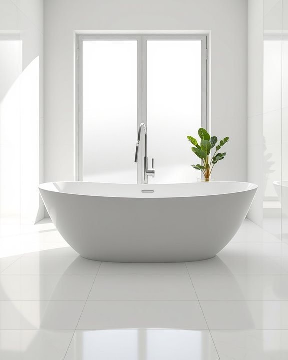 serene minimalist white tiles