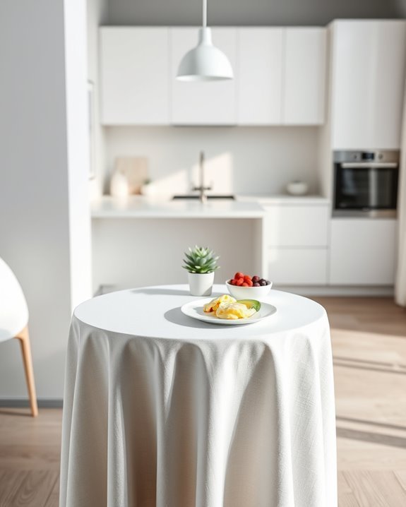 serene monochromatic breakfast space