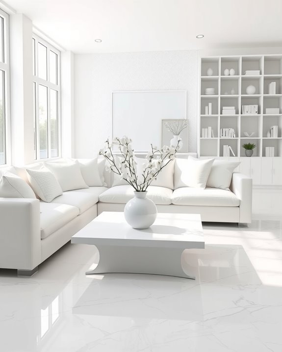serene monochromatic white decor