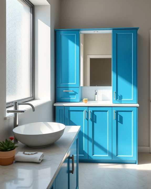 serene ocean blue cabinets