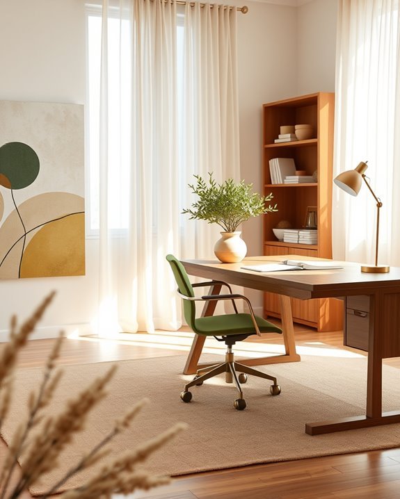 serene olive green workspace