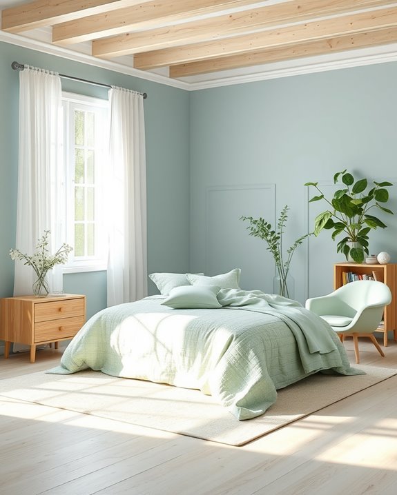 serene pale blue green retreat
