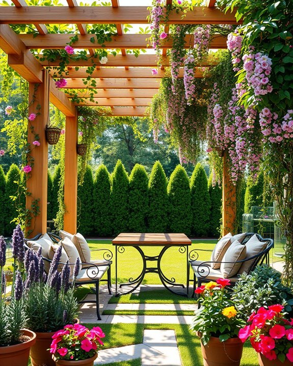 serene pergola with vines