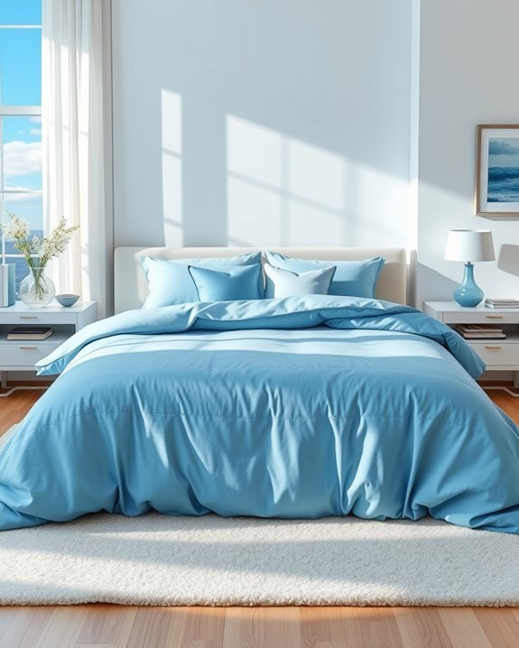 serene sky blue bedding