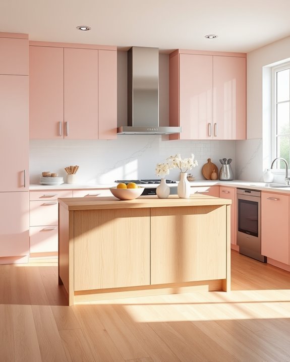 serene soft blush kitchen