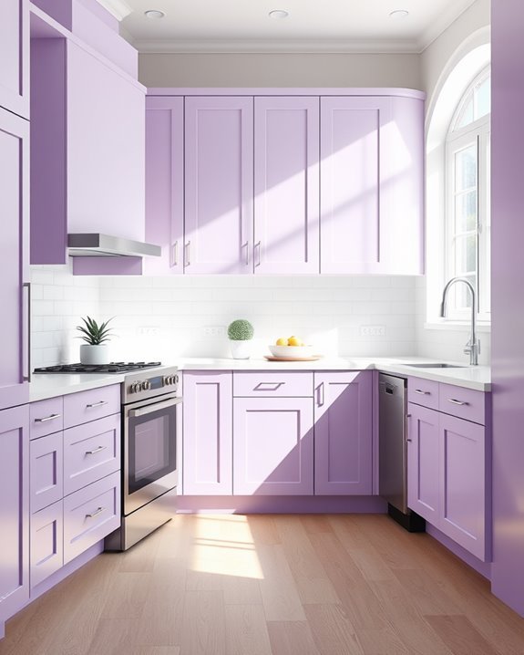 serene soft lavender cabinets