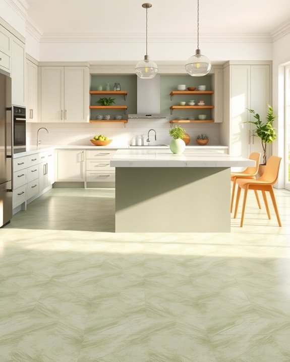 serene sustainable kitchen flooring