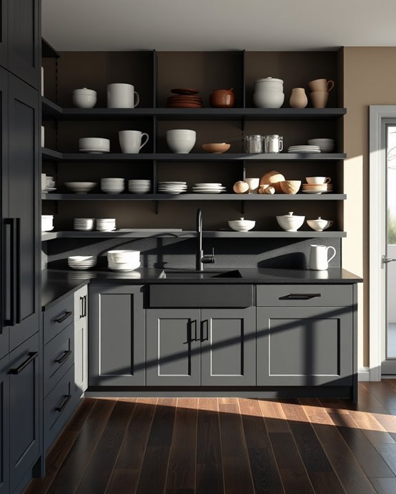 shadowy open shelving elegance