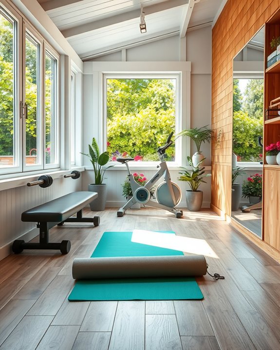 shed converted into gym