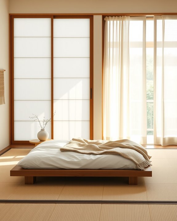 sheer curtains and bamboo blinds