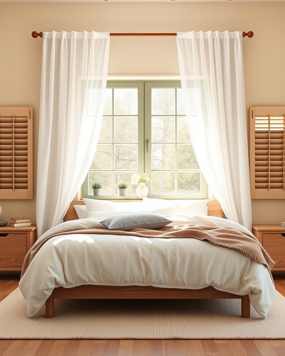 sheer curtains with bamboo shades