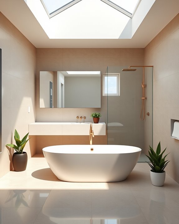skylight enhances bathtub experience