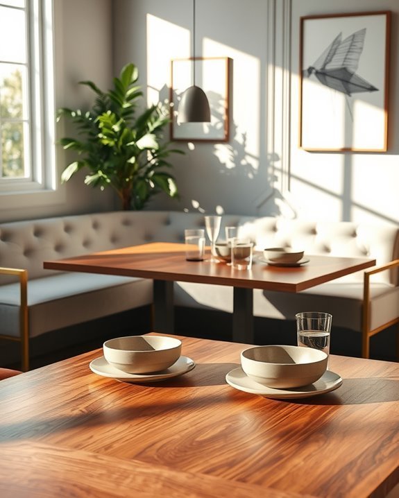 sleek banquette metal accents