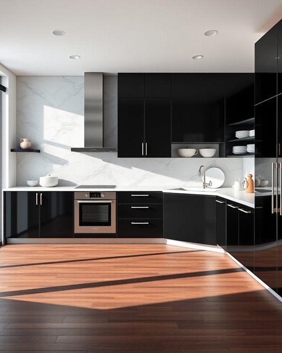 sleek black cabinets elegance