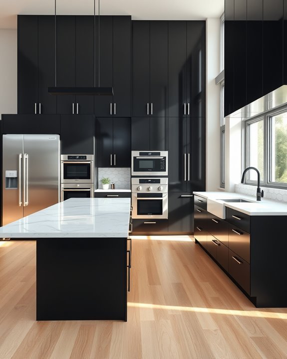 sleek black cabinets elegance