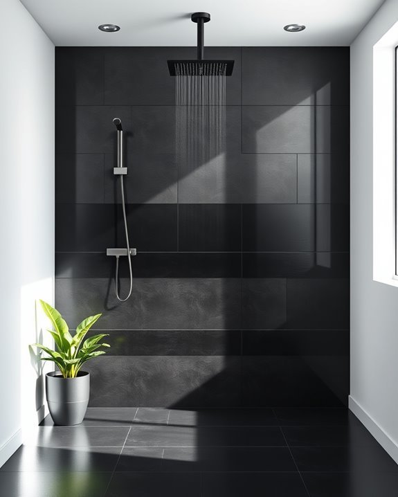 sleek black grey shower design
